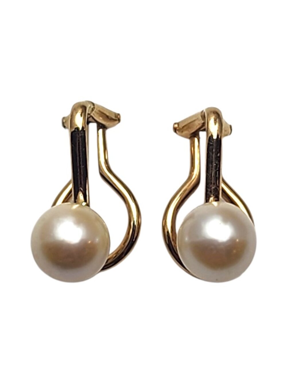 14K Yellow Gold Pearl Clip On Earrings #25779